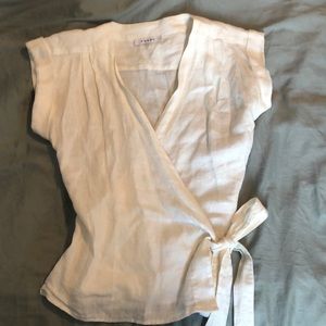 Frame off-white linen wrap shirt size xs